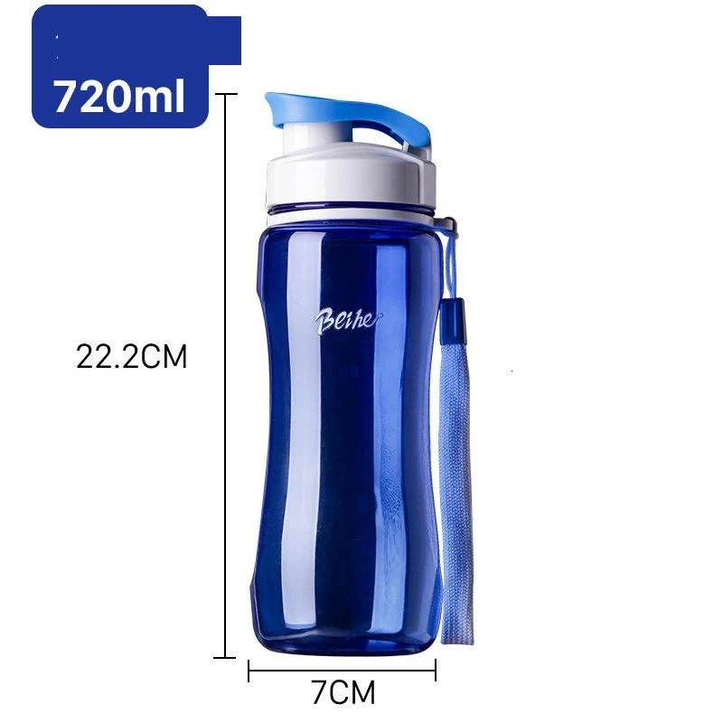560ml/720ml High Capacity Plastic Water Bottle Outdoor Sport Portable Bottle Concise Bodybuilding Kettle Travel Cup Drinkware - Цвет: 720ml blue