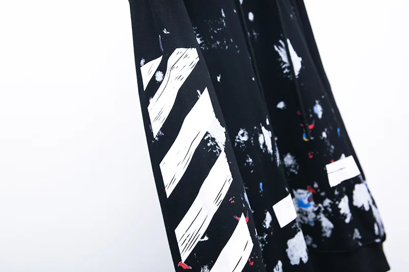 OFF-WHITE OW фейерверк брызги граффити за крестом улица хип хоп мужской свободный большой размер толстовка с капюшоном