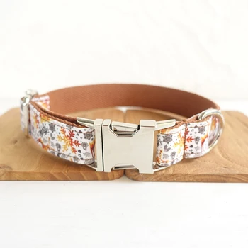 

Classic Print Style dog collars and leashes set 5 sizes Handmade soft pet accessory THE GOLDEN CHRISTMAS UDC061