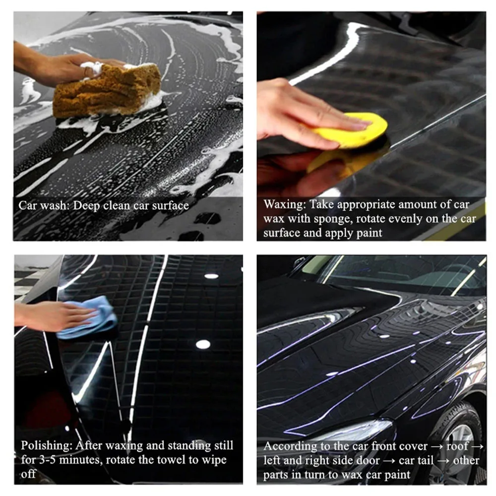120g Car Wax Crystal Plating Set Hard Glossy Carnauba Wax Paint Care  Coating Tiny Scratch Repair Maintenance With Sponge