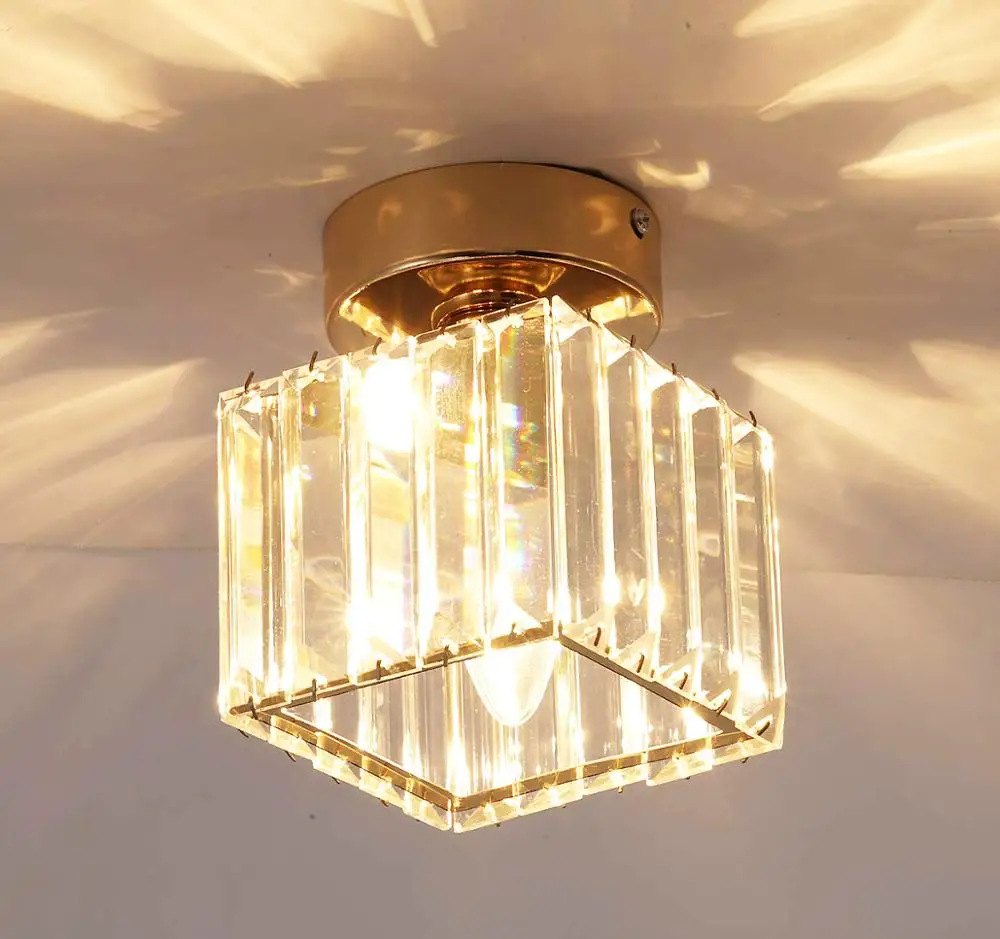 Ganeed Modern Semi Flush Mount Ceiling Light Crystal Glass Ceiling