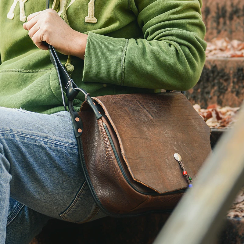 Bolso de cuero curtido italiano para hombre, bandolera de hombro de cuero de  vaca, suave y genuino, de lujo| | - AliExpress
