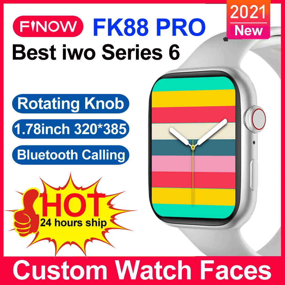 2021 Смарт-часы Finow FK88 Pro IWO 14 Series 6 лучшие для мужчин с беспроводной зарядкой
