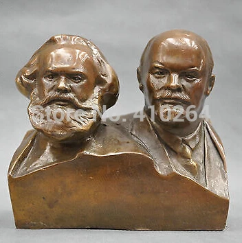 6 ''большая Коммунистическая Бронзовая статуя Маркса и лениного бюста