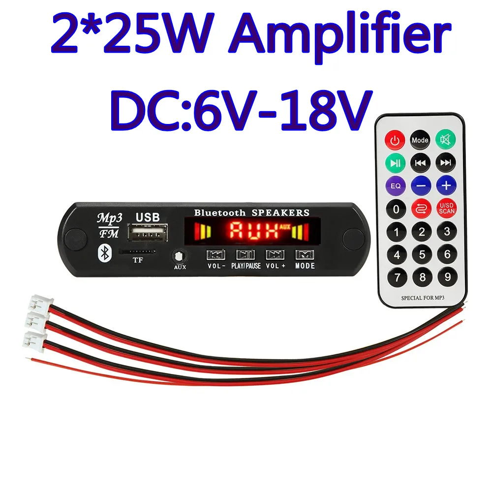 DC6V 18V 50W Amplifier MP3 Decoder Board Bluetooth V5.0 Car MP3 Player USB Recording Module FM AUX Radio For Speaker Handsfree samsung mp3 player MP3 Players