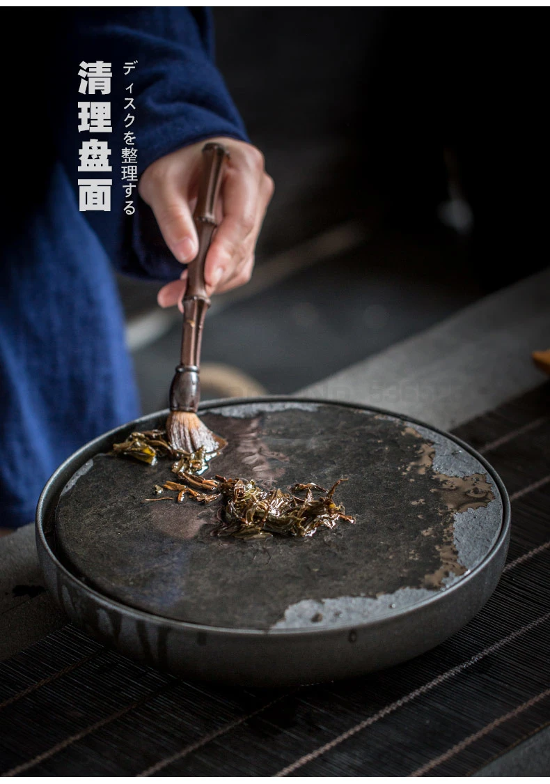 Чайный поднос из камня Wu Jin, керамический цоколь, для хранения воды, поднос с сухим пузырьком, чайный поднос для церемонии кунг-фу, есть небольшая чайная платформа