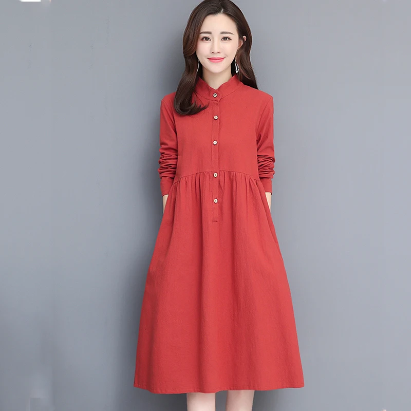 Женское винтажное платье-рубашка средней длины элегантное офисное платье