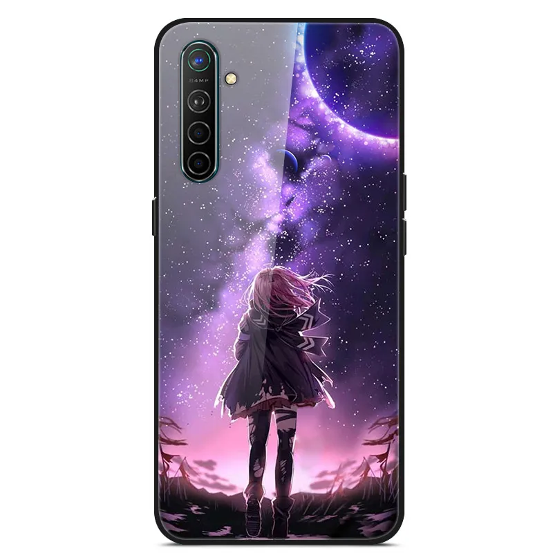 Закаленное Стекло чехол для Oppo Realme X2 чехол пространство цветок чехол для Oppo Realme XT чехол силиконовый бампер чехол для Oppo Realme X2 Pro - Цвет: Армейский зеленый