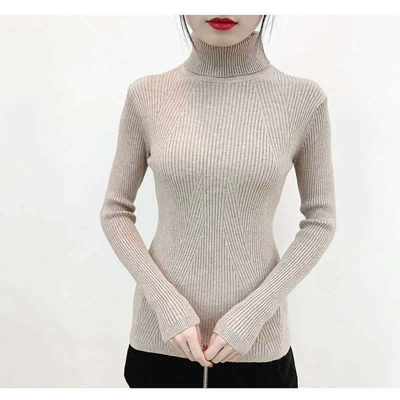 High-necked Sweater Women Thickening Autumn Winter New Slim Solid Casual Knitwear Lady Turtleneck Long Sleeve Red Khaki Pullover High-necked Sweater Women Thickening Autumn Winter New Slim Solid Casual Knitwear Lady Turtleneck Long Sleeve Red Khaki Pullover