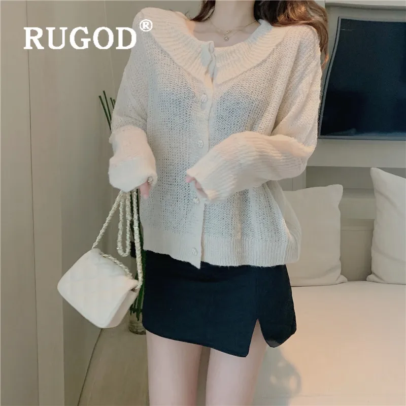 RUGOD/Новинка года; осенний женский тонкий милый кардиган с отложным воротником; изысканный свободный тонкий свитер на пуговицах; изящное шикарное уличное пальто