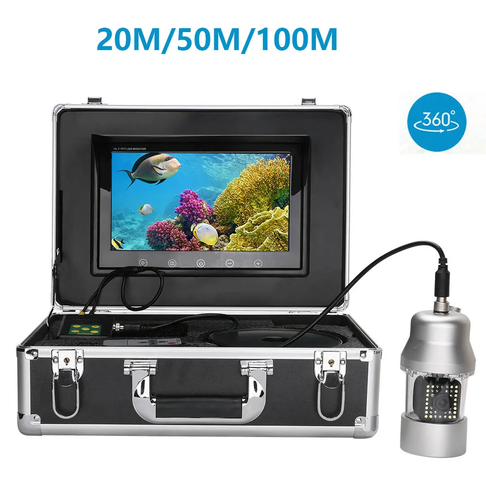 9" Underwater Fishing Camera 360° Panning CAM Video Fish Finder for fishing 38 LED light