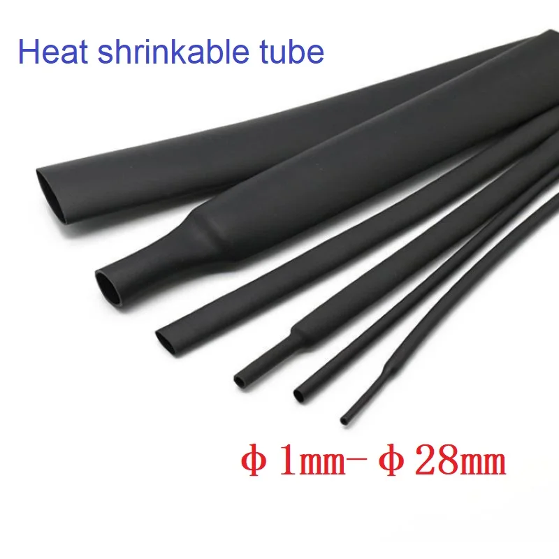 Negro φ1-φ50 tubo de encogimiento de calor de aislamiento retráctil tubo 2:1 de Kit de fundas de Cable