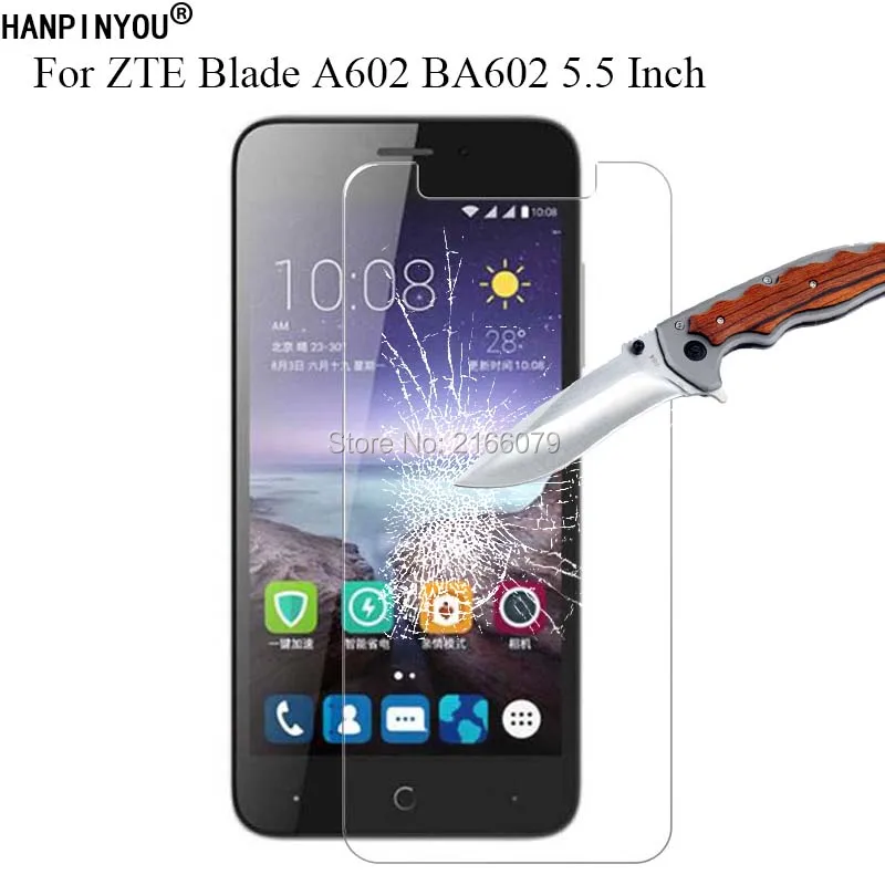 

1 Pc / 2 Pcs New 9H 2.5D Tempered Glass Screen Protector For ZTE Blade A602 A 602 BA602 5.5" Protective Film + Clean Tools