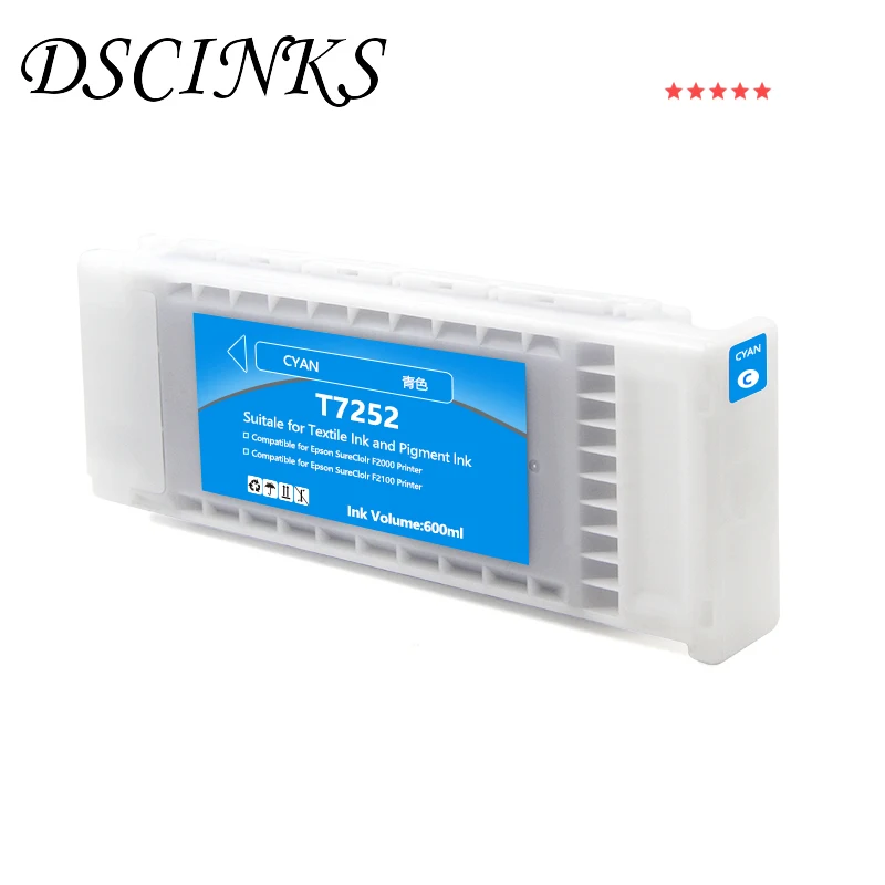 Cartucho de Tinta para Impressora 600ml por Pcs Dscinks Têxtil T7254 T725a Epson F2000 F2100 F2130 F2140 F2150 F2160 T7251 T7252 T7253 - Imagem 4