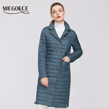 

MIEGOFCE 2020 New Spring Design Long Models Women Jacket Exquisite Quilted Women Coat Spring Windproof Long Coat With Scarves