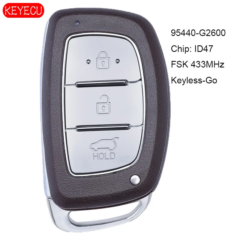 KEYECU Keyless-Go умный дистанционный ключ-брелок от машины FSK 433,92 MHz ID47 для hyundai Ioniq P/N: 95440-G2600