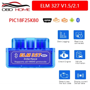 

Hardware V1.5 Chip PIC18F25K80 ELM327 Bluetooth V1.5 Auto Code Reader Super MINI ELM 327 Works ON Android Symbian FW V1.5 BEST