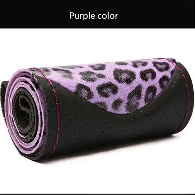 Purple color 38 см ручная швейная крышка рулевого колеса мягкая кожаная оплетка дизайн чехол рулевого колеса автомобиля с иглой и резьбой интерьер комплект - Название цвета: Purple color