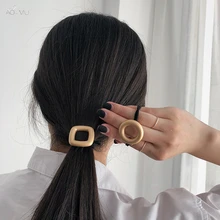 AOMU 1 шт. эластичная резинка женский головной убор ободок полый круглый квадратный матовый металлический шнур для волос аксессуары для волос для девочек