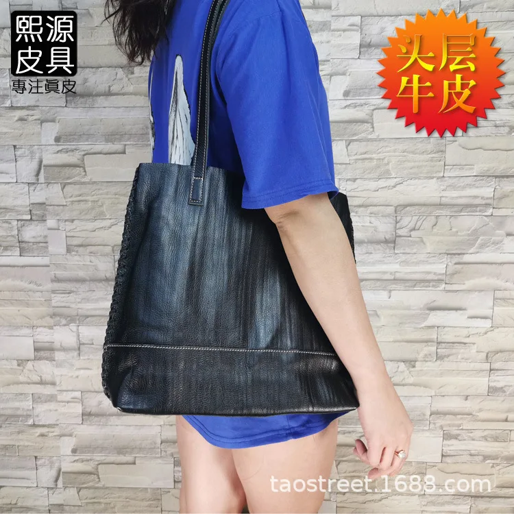 

2019 New Style WOMEN'S Leather Bags Full-grain Leather Simple Soft Leather Business Large Capacity Shopping Tote Bag
