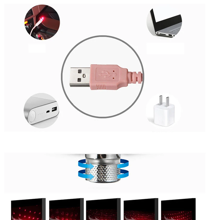 Автомобильный интерьерный атмосферный светильник USB автоматический светильник на крышу s лазерный декоративный светильник регулируемый светильник звездное небо для наружного авто дома комнаты