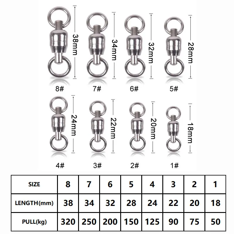 3 шт. из нержавеющей стали супер прочный тяжелый шар Двойной Подшипник Вертлюги с твердым кольцом соленой воды рыболовный соединитель