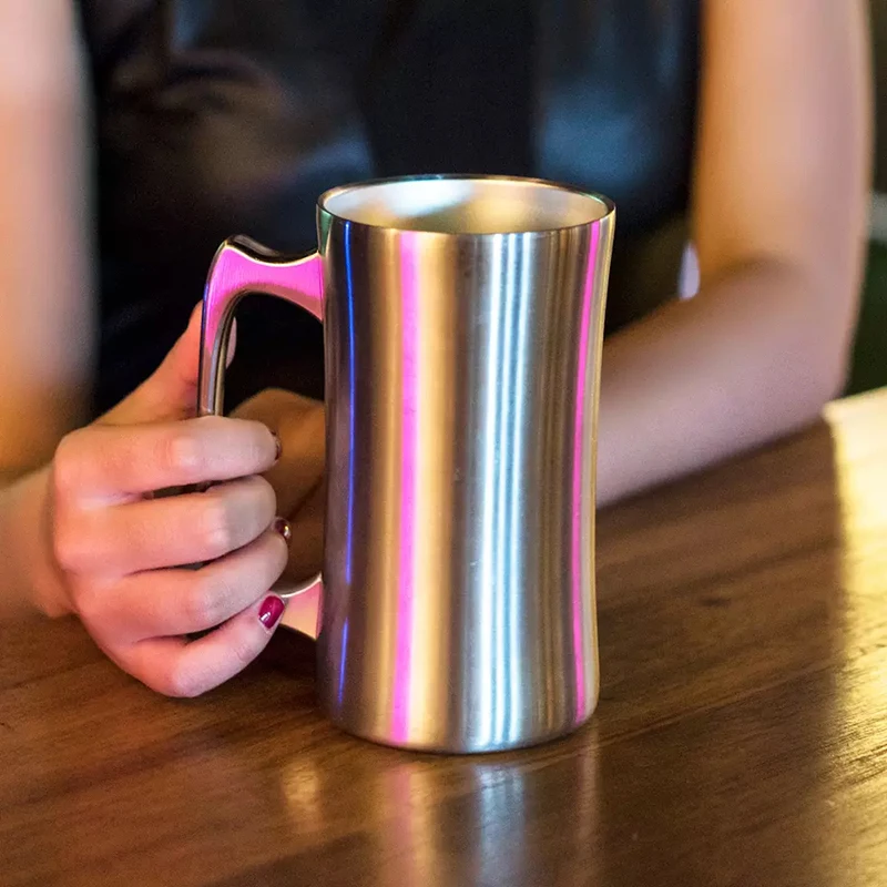 Stainless Steel Mug Insulated Cup Stainless Steel Mugs With lid 20oz Large Mug Double Wall Beer Stein Tumbler with Handle Insulated Beer Mug