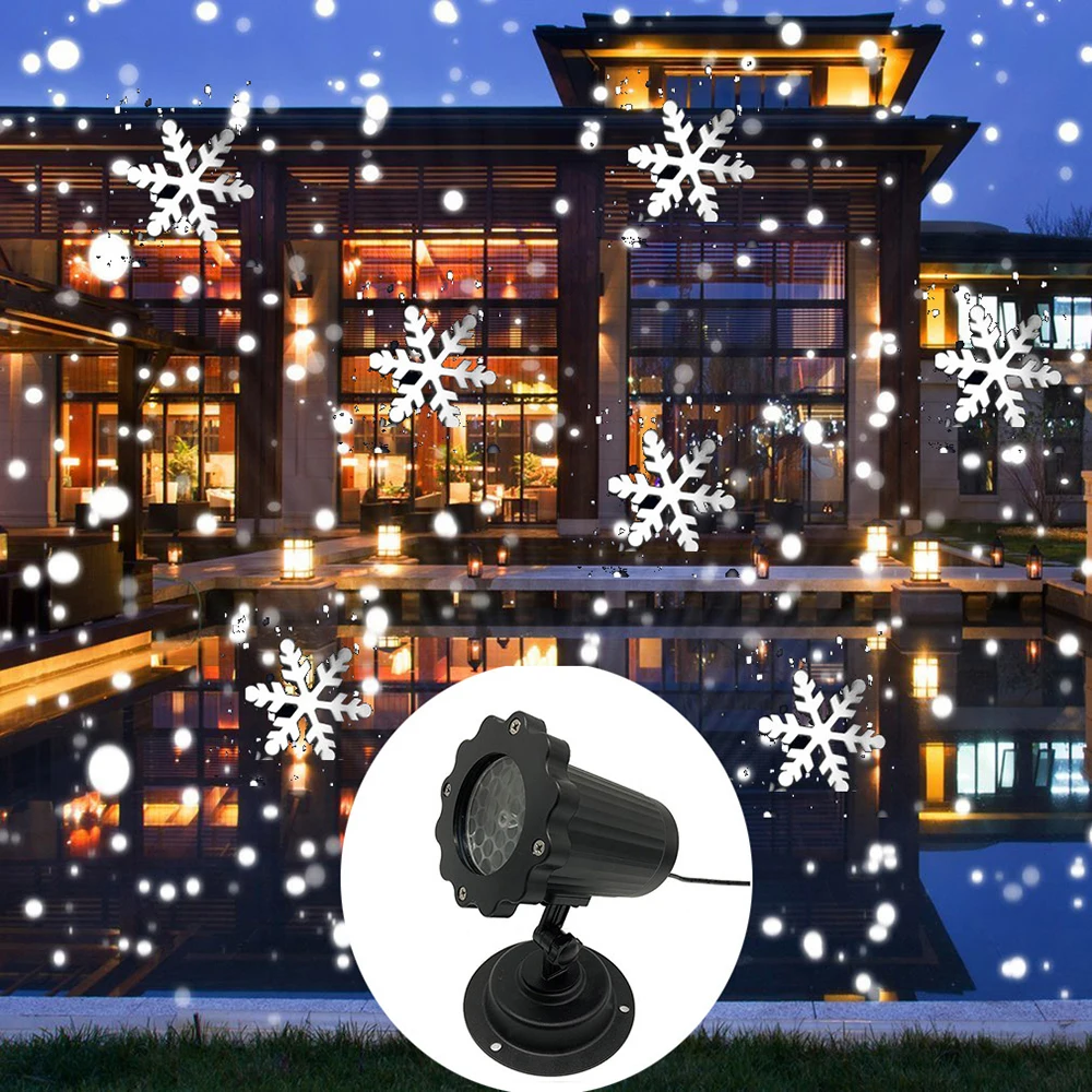 Рождественский лазерный светильник в виде снежинок, прожектор, водонепроницаемый, для снега, для улицы, сада, лазерный проектор, лампа для Новогоднего декора