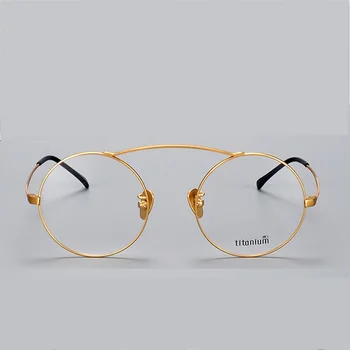 

Pure Titanium Women Eyeglass Men Round Eyewear Optical Frames Clear Lens Spectacles Ultralight RX-able Myopia Frame High Quality