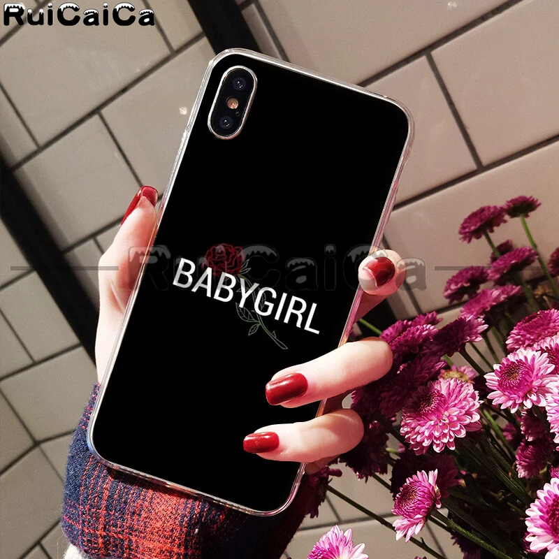 RuiCaiCa Babe babygirl honey line Text art Smart Cover мягкий чехол для телефона Apple iPhone 8 7 6S Plus X XS MAX 5 5S SE XR - Цвет: A11