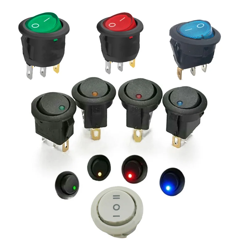

1PC 12V Switch LED Practical Dot Light Car Boat Boat Automatic Circular Rocker ON/OFF 4 Colors High Quality Lamp Electric Switch