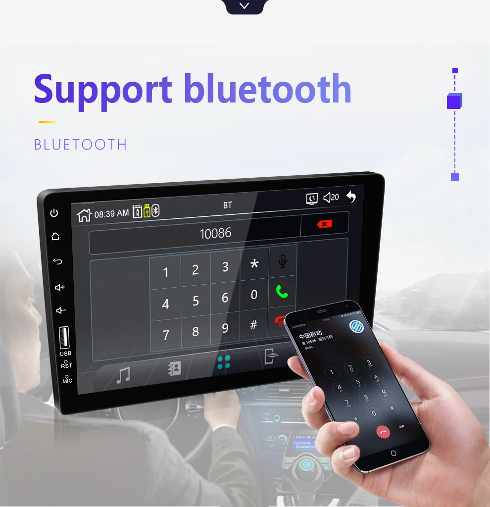" сенсорный Mirrorlink Android 9,0 автовоспроизведение мультимедиа MP5 плеер Bluetooth FM USB камера заднего вида 1din Авторадио без Android