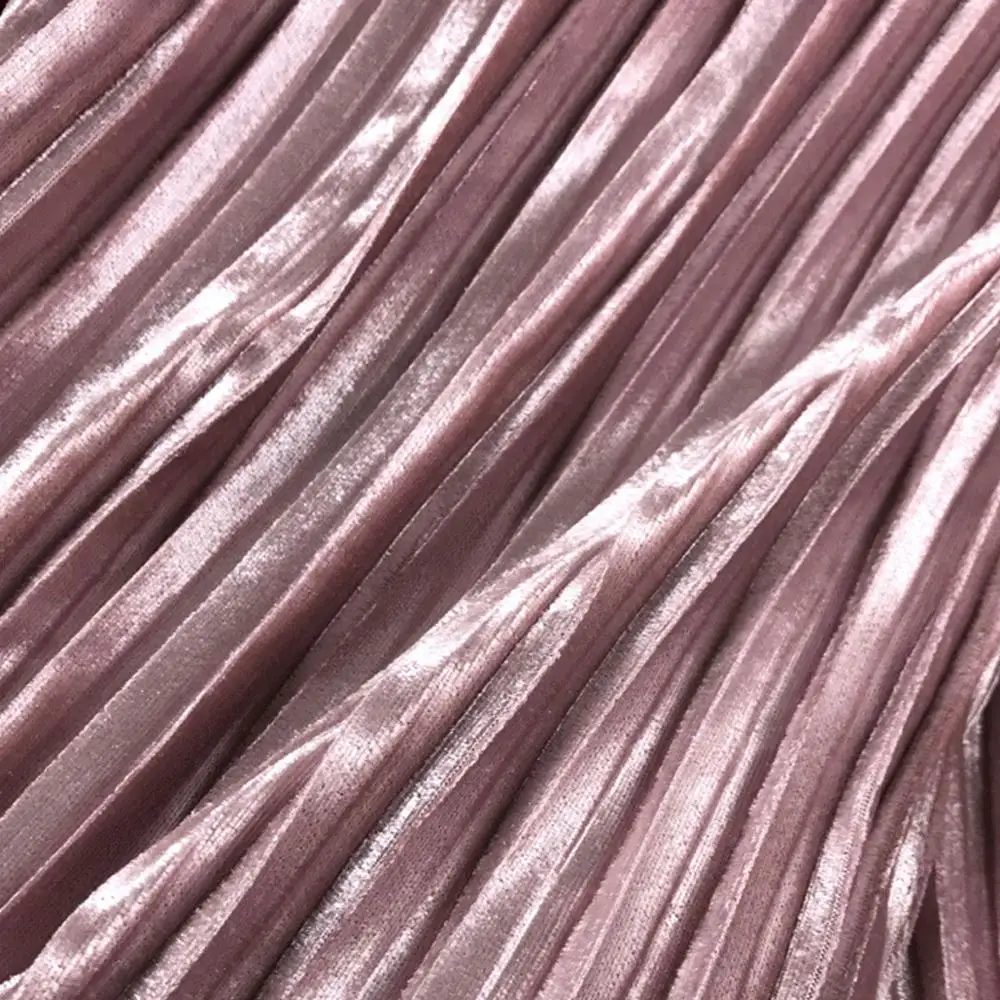 3 м DIY осень и зима плиссированные измельченный золотой бархат одежда ткань для длинной юбки ТРУБА Топ Платье мятая шелковая бархатная ткань