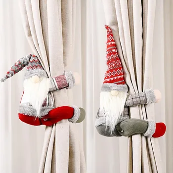 

1# 2020 Faceless Doll Ornaments Merry Christmas Decorations For Home Santa Claus Doll Curtain Buckle Window Party Decor