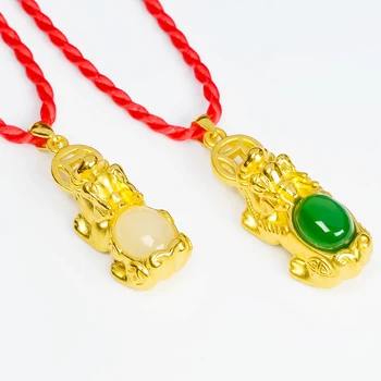 

fashion jewelry gold-plated pendants 3D hard gold Hetian jade