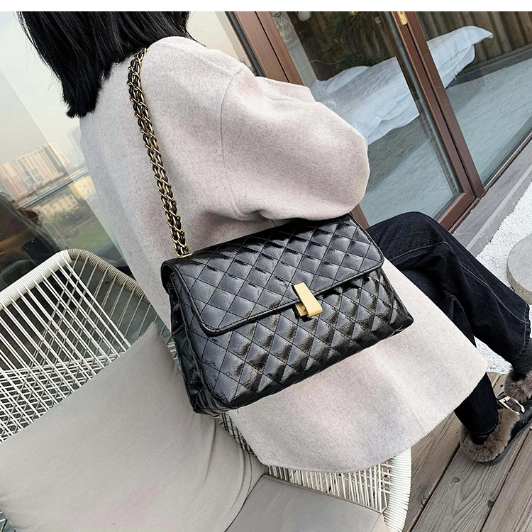 designer bolsa xadrez bloqueio corrente ombro saco do mensageiro