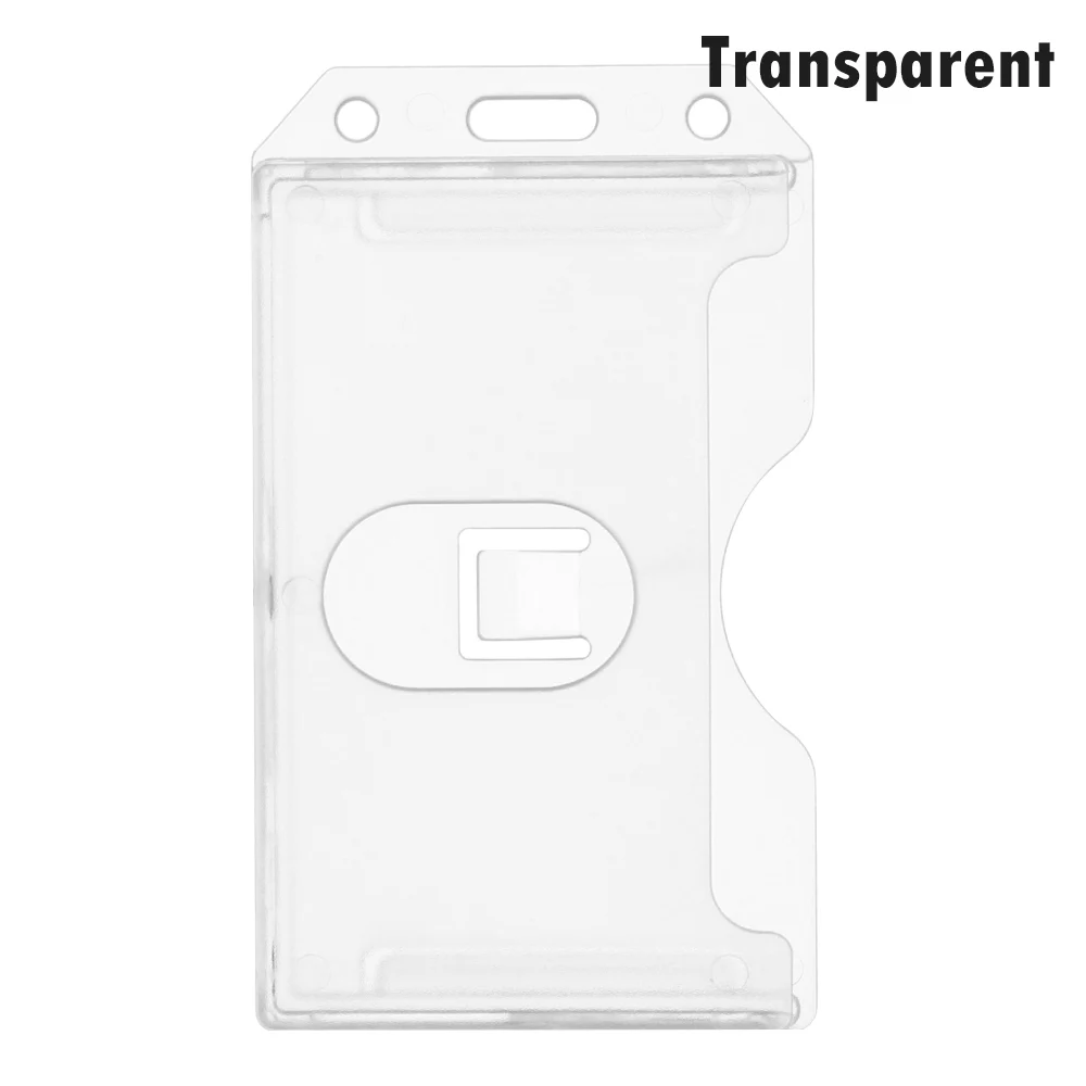 transparent 1 шт., портативный, практичный, прочный, двухсторонний, жесткий пластиковый значок, рабочий держатель ID карт, защитный чехол, Обложка для офиса, школьные принадлежности - Цвет: transparent