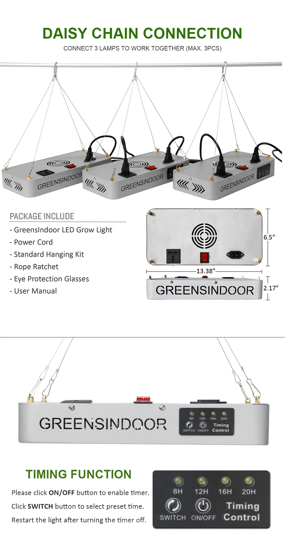 Grow Tent Indoor Led Grow Light 3500K 3000W Full Spectrum Phyto Lamp For Plants Light For Flowers With Timer Growth Box Room Led (5) - 副本