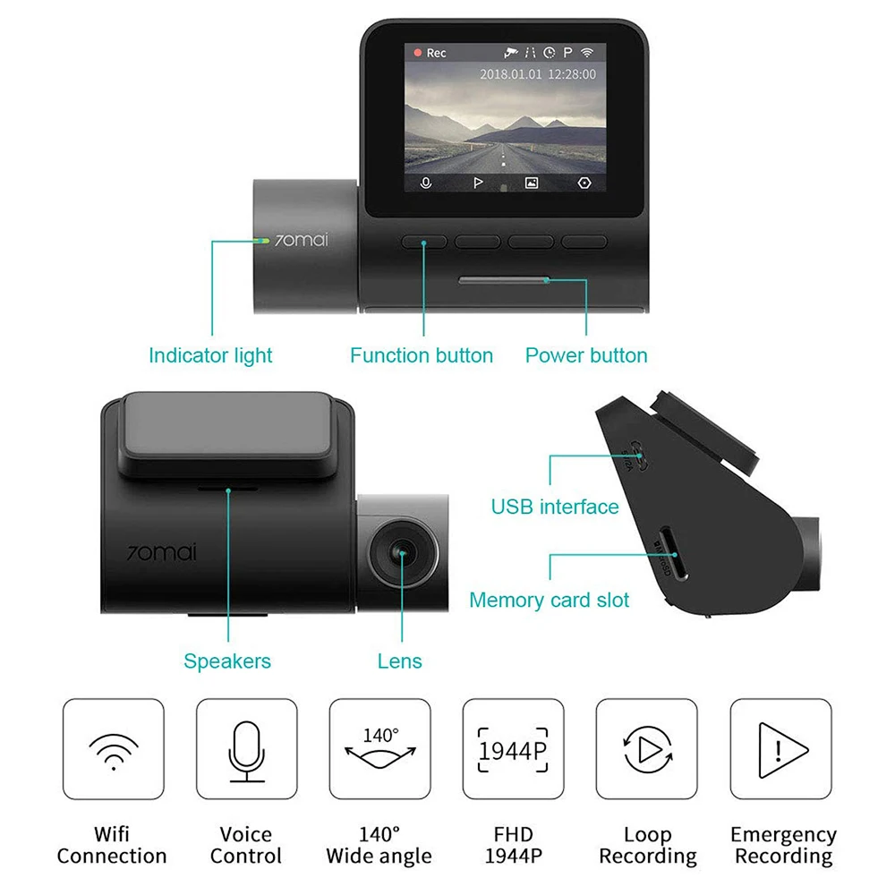 Xiaomi 70mai Pro Dash Cam Full HD 1944P Car Camera Recorder GPS ADAS 70 Mai Wifi Dvr Car 24H Parkin