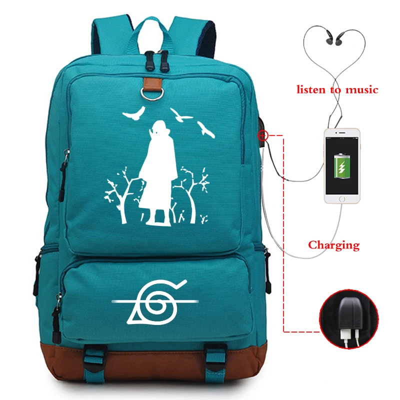 Унисекс Наруто печать usb зарядка Bookbag веселый рюкзак для мальчиков/девочек Студенческая Школьная Сумка подростковая повседневная большая сумка - Цвет: 807usb-ff-1122-9(4)