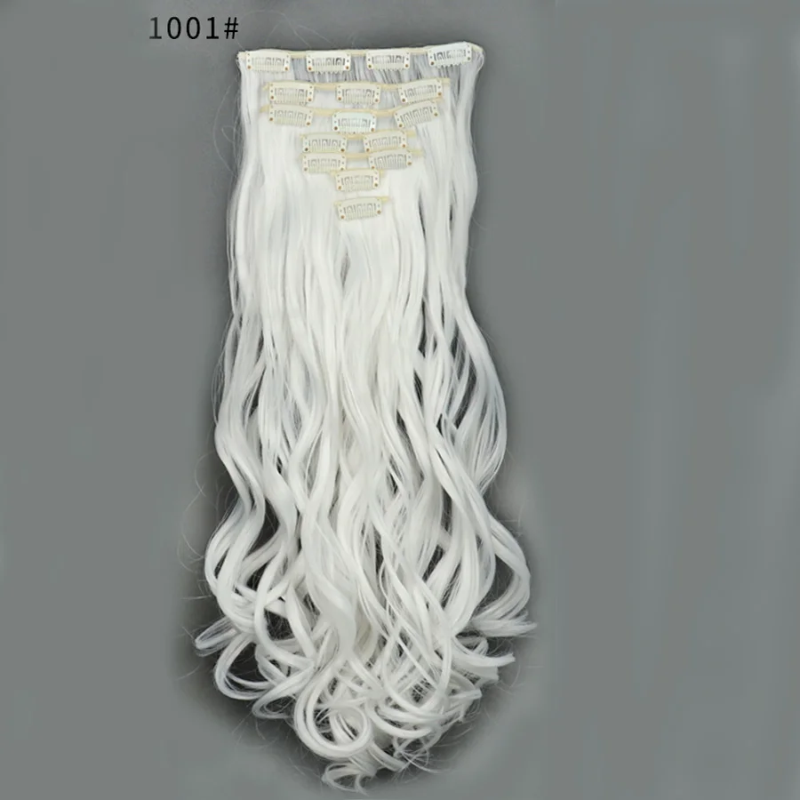 7 шт набор шиньонов длинные волнистые заколки в накладных стильных волосах Синтетические накладные волосы на заколках термостойкие накладные шиньоны - Цвет: 1001