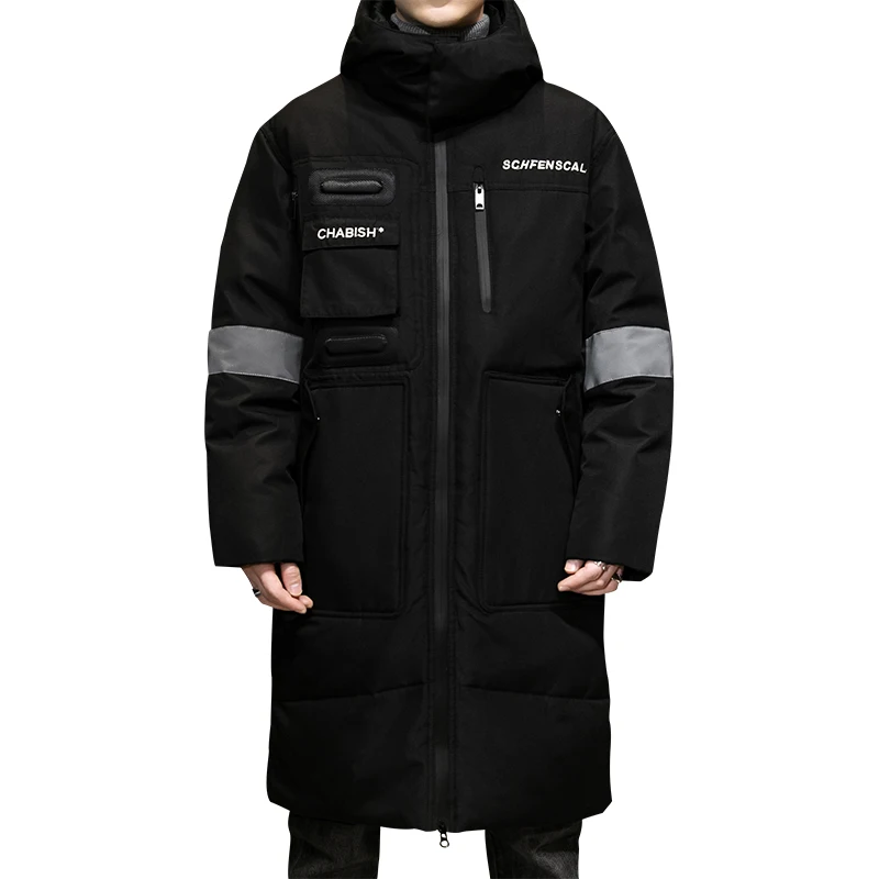 Down jacket men in 2021 new tide brand winter coat fashion handsome clothes warm hooded long coat High quality white duck down