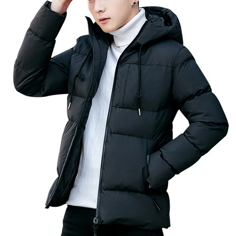 

MoneRffi Winter Coat Men Parkas Para Hombre Korean Quilted Jacket Hooded Plus Size Slim Fit Solid Warm Outwear Hooded Male Coat