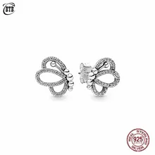 Новинка, 925 пробы серебряные серьги, милые серьги в виде танцующей бабочки с прозрачными фианитами для женщин, свадебный подарок, хорошее ювелирное изделие