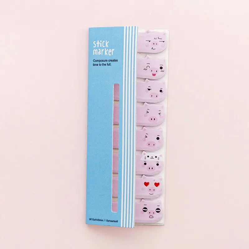 

Kawaii Sticky Notes Index Memo Pad Bookmarks Cute Cartoon Pig Placed Scheduler Stationery School Supplies Paper Stickers