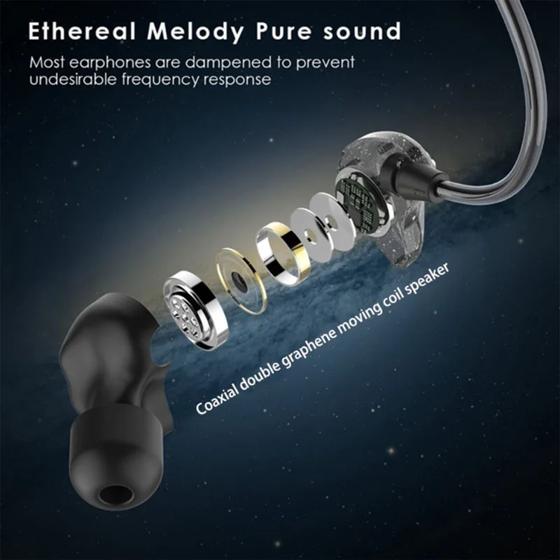 Наушники Uiisii bt-cm5 HI-Res с проводным управлением микрофон HIFI Музыка Движение наушники, подходят для iOS и Android