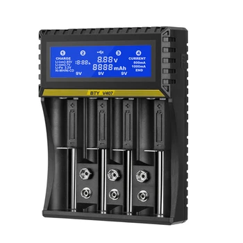 

BTY 4 Slots Battery Charger 18650 Multi-function Li-ion Li-fe Ni-MH Ni-CD Charger for AA/AAA/18650/26650/6F22/9V Battery Charger