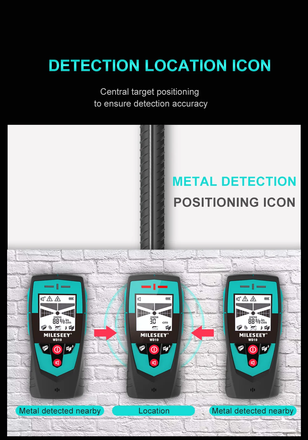 parede do localizador do parafuso prisioneiro detector