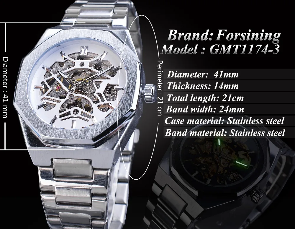 Forsining Новое поступление Автоматические механические деловые часы Montre Homme водонепроницаемые часы из нержавеющей стали со скелетонным циферблатом Лидирующий бренд роскошные часы