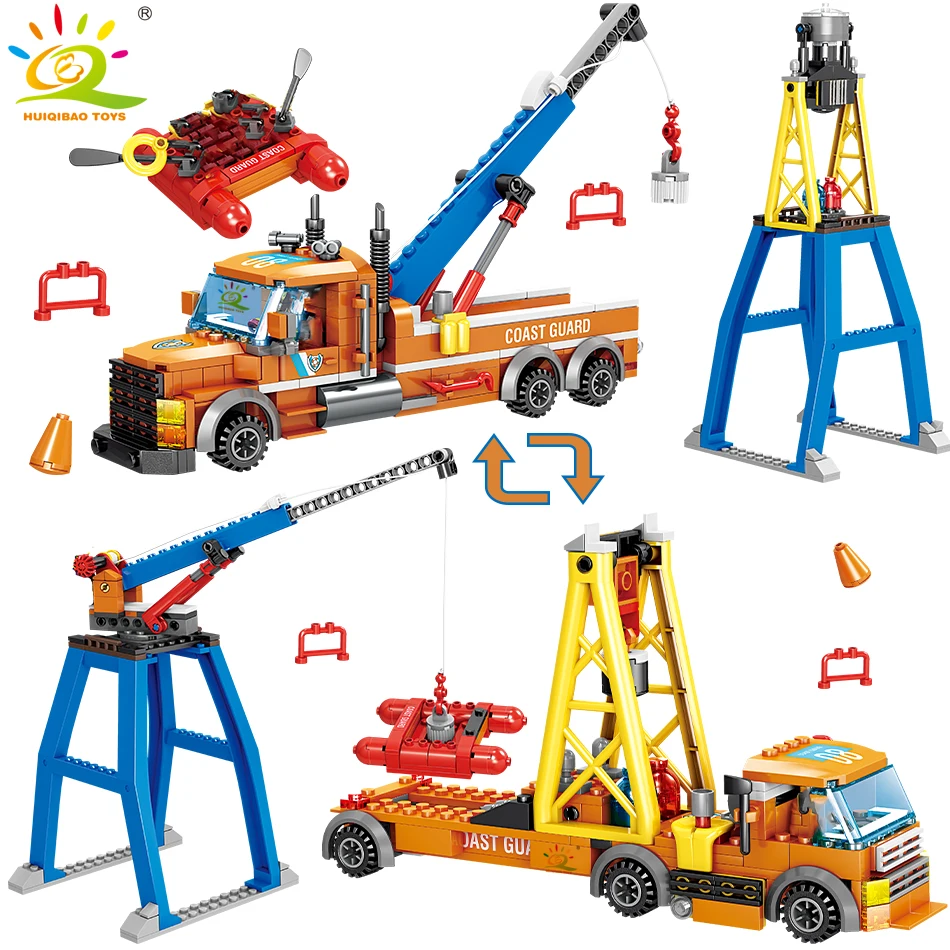 

405pcs Fire transport truck model Building Blocks kit legoing city Construction vehicle with Figures Bricks Toys for Children